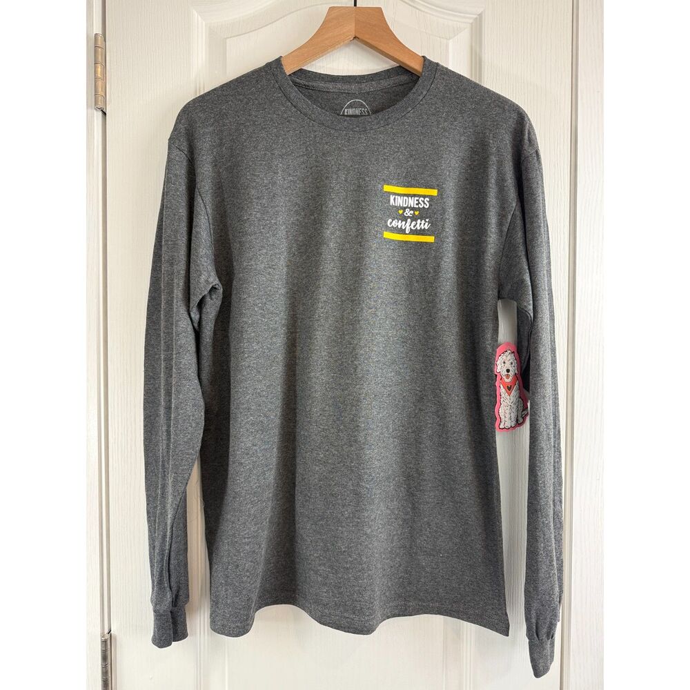 Kindness & Confetti Women's Long Sleeve T Shirt Dog Cozy Vibes Only Size M